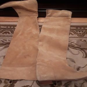 Over knee suede boots.